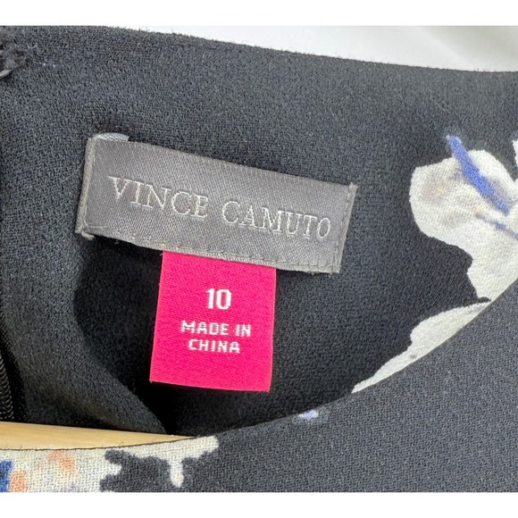 Vince Camuto Women's Black Floral Fit & Flare Dress Sz 10 Feminine Event Preppy - Picture 3 of 12